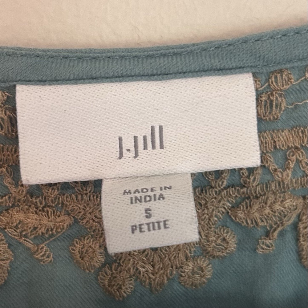 J Jill Embroidered Blouse Sz S Petite Floral 100% Cotton Lightweight Boho - Picture 3 of 13